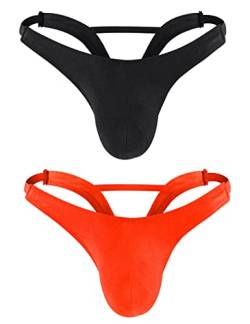 Oludkeph Set of 2 Herren Pouch Tanga Unterwäsche Bikini Slip Unterwäsche Bulge Pouch Low Rise Shorts Panty (Schwarz Rot) von Oludkeph