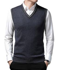 OlyljpinZ Herren Ärmellose Winter Pulloverweste V-Ausschnitt Slim Fit Strickweste Gerippter Winter Pulloverweste Classic Business Golfweste für Männer von OlyljpinZ