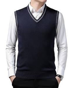 OlyljpinZ Herren Ärmellose Winter Pulloverweste V-Ausschnitt Slim Fit Strickweste Gerippter Winter Pulloverweste Classic Business Golfweste für Männer von OlyljpinZ