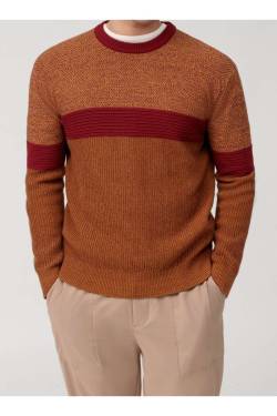 OLYMP Casual Regular Fit Pullover orange, Gestreift von Olymp
