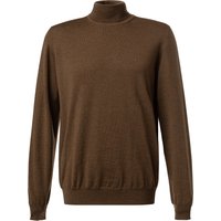 OLYMP Herren Rollkragenpullover braun Merinowolle unifarben von Olymp