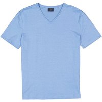 OLYMP Herren T-Shirt blau Leinen von Olymp