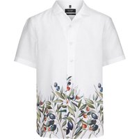 OLYMP Kurzarmhemd aus Leinen mit floralem Print, Tailored Fit von Olymp