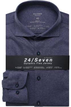 OLYMP Level Five 24/Seven Body Fit Flanellhemd nachtblau, von Olymp