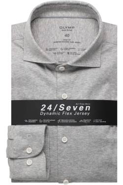 OLYMP Level Five 24/Seven Body Fit Flanellhemd silbergrau, von Olymp