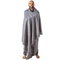 Om Shanti Crafts Meditations-Schal oder Meditationsdecke, Schal/Wickeltuch, Oversize-Schal/Stola. Groß. Unisex., GRAU von Om Shanti Crafts