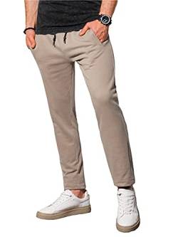 Ombre Herren Sporthose Joggers Pants Workout Jogginghose Freizeit Sportanzug mit Kordelzug Taschen 100% Baumwolle S-XXL (M, Beige) von Ombre