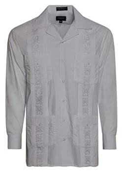 OmegaTux Herren Cuban Guayabera Langarmshirts Hochzeit Zigarre Strand Barkeeper Casual, hellgrau, 3X-Groß von OmegaTux