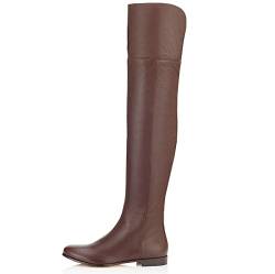 Omeslike Damen-Reitstiefel für Herbst und Winter, runder Zehenbereich, quadratischer Absatz, oberschenkelhohe Stiefel, lange Overknee-Stiefel, lässige Ritterstiefel,Braun,45 von Omeslike