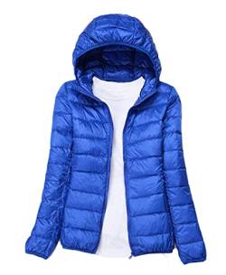 Ommda Winterjacke Damen mit Kapuze Winddichte Jacke Leichte Daunenjacke Steppjacken Pufferjacke Königsblau XL von Ommda