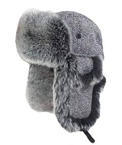 Ommda Wintermütze Warme Fliegermütze Herren Damen Erwachsene Fellmütze Kunstfell mit Ohrenklappen Russisch Hut für Ski Outdoor,Grau,M Kopfumfang: 58cm von Ommda