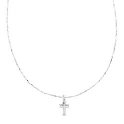 Halskette aus Weißgold 18 Karat mit Kreuz, Kein Edelstein von OmniaOro