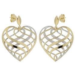 Ohrringe aus 18 Karat Gold mit durchbrochenem Herz für Damen, Ohne Steine von OmniaOro