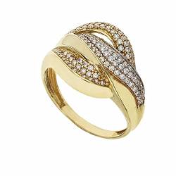 Ring aus 18 Karat Weiß- und Gelbgold mit weißen Zirkonia für Damen – 18, Metall, Weißgold, Weiße Zirkonen von OmniaOro