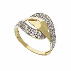 Ring aus 18 Karat Weiß- und Gelbgold mit weißen Zirkonia für Damen - 20, Metall, Weißgold, Weiße Zirkonen von OmniaOro