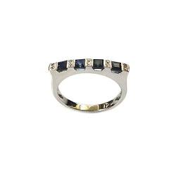 Ring aus 18-karätigem Weißgold 750/1000 mit Saphiren und Diamanten, 24, Weißgold, Nicht zutreffend. von OmniaOro
