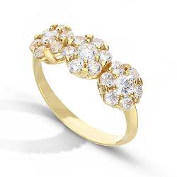 Trilogy Ring aus 18 Karat Gelbgold mit weißen Zirkonia für Damen, Metall, Weiße Zirkonen von OmniaOro