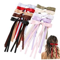 10 pcs Haarbögen für Frauen, Quastenband Haarclip mit langen Schwanz, französische Bogenhaarklammern, massive Haarbänder für Frauen Mädchen von OnIUeZky