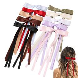 10 pcs Haarbögen für Frauen, Quastenband Haarclip mit langen Schwanz, französische Bogenhaarklammern, massive Haarbänder für Frauen Mädchen. von OnIUeZky