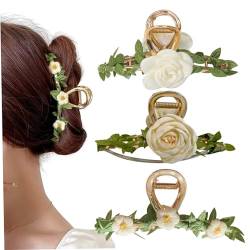 3pcs Haarklauenklammern Nicht-rutschfeste Blütenklauenklauen für dickes Haar Metall Starke Kieferklemmen für Frauen Mädchen von OnIUeZky