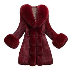 OnaiC Felljacke Damen Lang - Fleecejacke Mit Fellkargen Winter Kunstfellmantel Elegante Wollmantel Flausching Fleecejacke Weich Teddymantel Mode Plüschmantel Mittellang Winter Übergangsjacken von OnaiC