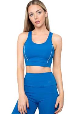 One Athletic Damen Lorella Kurzer Sport-BH, blau, L von One Athletic