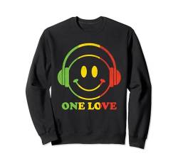 One Love Rasta Reggae Musik Kopfhörer Smile Face Rastafari Sweatshirt von One Love Rasta Reggae Roots Tshirts