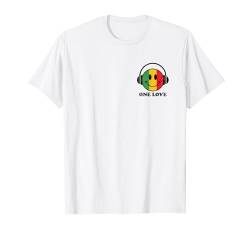 One Love Rasta Reggae Musik Kopfhörer Smile Face Rastafari T-Shirt von One Love Rasta Reggae Roots Tshirts