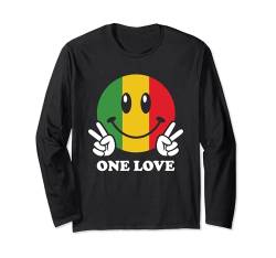 Peace One Love Rasta Reggae Happy Face Rastafari Smile Face Langarmshirt von One Love Rasta Reggae Roots Tshirts