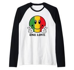 Peace One Love Rasta Reggae Happy Face Rastafari Smile Face Raglan von One Love Rasta Reggae Roots Tshirts