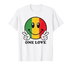 Peace One Love Rasta Reggae Happy Face Rastafari Smile Face T-Shirt von One Love Rasta Reggae Roots Tshirts