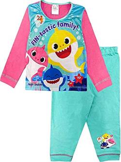 Offizielles Pyjama-Set, langärmelig, für Kinder, Mädchen, Kleinkinder, Babys, 6 Monate bis 12 Jahre Gr. 3-4 Jahre, Baby Shark (Fin-tastic) von One Stop Kids