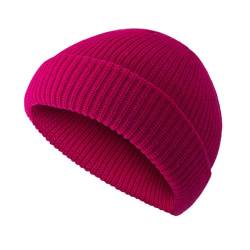 OneChance Strickmütze für Herren und Damen,Weiche Winter Mütze,Warme Beanie Mütze,Unisex Strickmütze für Winter und Herbst Rose Rot von OneChance