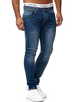 OneRedox Designer Herren Jeans Hose Slim Fit Jeanshose Basic Stretch (40/32 (Fällt eine Nummer Kleiner aus), 602 Classic Blue Used) von OneRedox