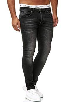 OneRedox Designer Herren Jeans Hose Slim Fit Jeanshose Basic Stretch (40/32 (Fällt eine Nummer Kleiner aus), 604 Dirty Black Used) von OneRedox