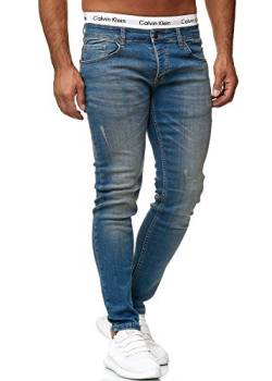 OneRedox Designer Herren Jeans Hose Slim Fit Jeanshose Basic Stretch (40/32 (Fällt eine Nummer Kleiner aus), 613 Dirty Blue Used) von OneRedox