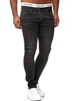 OneRedox Designer Herren Jeans Hose Slim Fit Jeanshose Basic Stretch 605 Deep Grey Used 31/32 von OneRedox