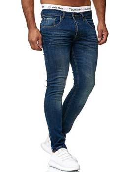 OneRedox Designer Herren Jeans Hose Slim Fit Jeanshose Basic Stretch 608 Heavy Blue Used 30/32 von OneRedox