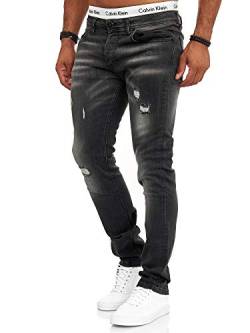 OneRedox Designer Herren Jeans Hose Slim Fit Jeanshose Destroyed Stretch Modell 705 Schwarz 30 von OneRedox