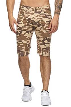 OneRedox Herren Bermuda Shorts Herren Sport Shorts Freizeithose Kurze Hosen Cargohosen 4045 Camouflage Beige 30 von OneRedox