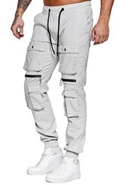 OneRedox Herren Chino Pants Jeans Joggchino Hose Jeanshose Skinny Fit Modell H-3406 Altweiß 32 von OneRedox