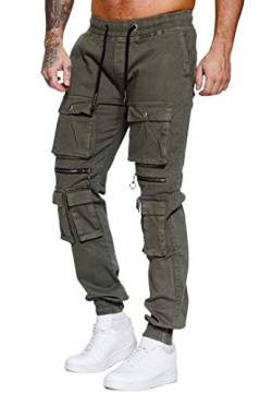 OneRedox Herren Chino Pants Jeans Joggchino Hose Jeanshose Skinny Fit Modell H-3406 Khaki 33 von OneRedox