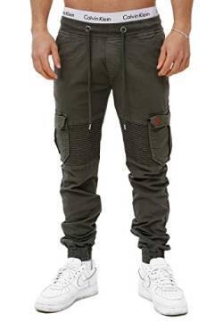 OneRedox Herren Chino Pants Jeans Joggchino Hose Jeanshose Skinny Fit Modell H-3414 Khaki 31 von OneRedox
