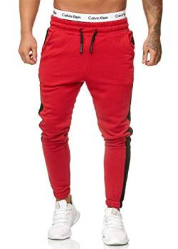 OneRedox Herren Jogging Hose Jogger Streetwear Sporthose Modell 1211 (XXL, Rot) von OneRedox