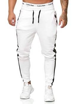 OneRedox Herren Jogging Hose Jogger Streetwear Sporthose Modell 1211 Weiss XXXL von OneRedox