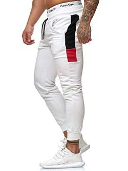 OneRedox Herren Jogging Hose Jogger Streetwear Sporthose Modell 1268 Weiss XS von OneRedox