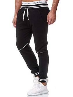 OneRedox Herren Jogging Hose Jogger Streetwear Sporthose Modell 1316Schwarz WeissM von OneRedox