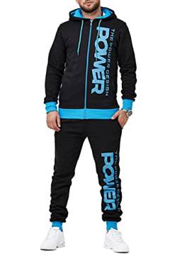 OneRedox Herren Jogginganzug Sportanzug Fitness Jogging Traininganzug Freizeitanzug Fitnessanzug Gym Basic Design Jacke Hose Kapuze Sport Gym Männer JG-4115C Türkis XXL von OneRedox