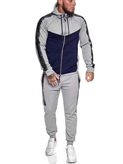 OneRedox Herren Jogginganzug Sportanzug Trainingsanzug Sweatshirt Hose Jogging Anzug Modell 1053 (S (Fällt eine Nummer kleiner aus), Grau) von OneRedox