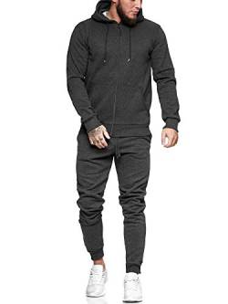 OneRedox | Herren Jogginganzug | Streetwear | Fitness | Sportanzug | Hoodie-Sporthose | Jogging-Anzug | Trainings-Anzug | Jogging-Hose | Modell JG-3000 Antrazit S von OneRedox